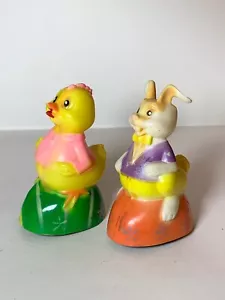 2 Vintage Easter Unlimited Friction toys Chick Bunny Rabbit Hong Kong - Picture 1 of 8