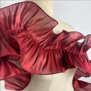 1/3/5yards Shiny Satin Ruffled Fabric Pleated Lace Trim Sewing DIY Dress - Picture 1 of 20