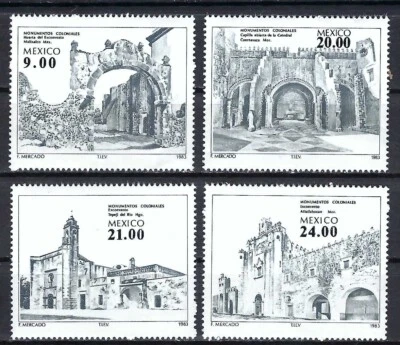 México 1983 4v. MNH "Monumentos Coloniales 4a" Edificios Iglesias Catedrales Foto 1 de 3