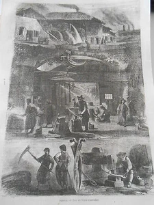 Gravure 1860 - Fabrique de Faux en Styrie ( Autriche ) - Picture 1 of 1