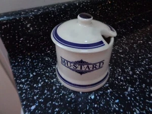 1869 VICTORIAN POTTERY MUSTARD POT - BLUE - Picture 1 of 2