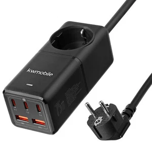 Cargador USB C y USB- A - Cargador de Escritorio 6en1 con cable 1,5 m - Negro - Bild 1 von 8