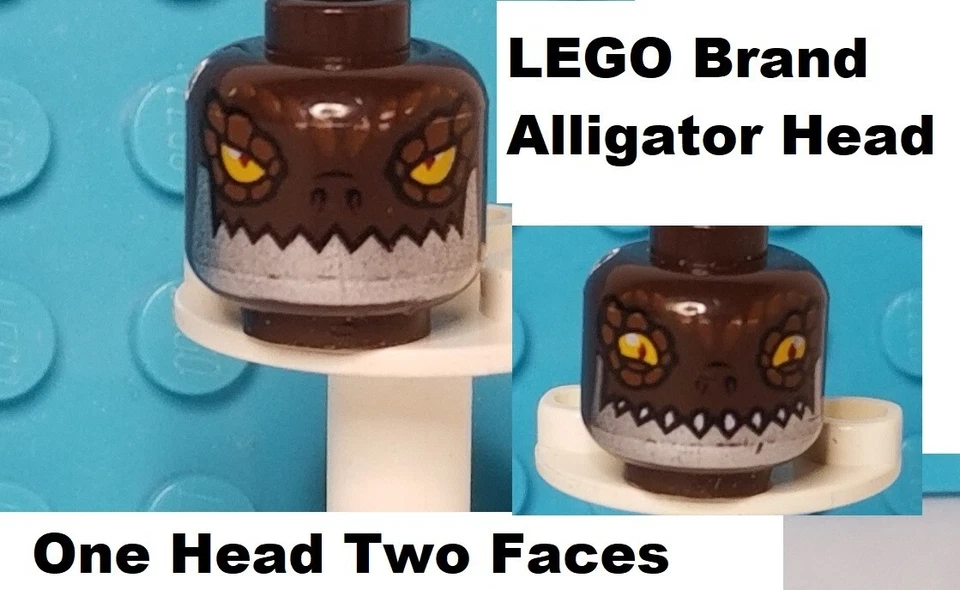 LEGO Minifigure Alligator Head Brown Crocodile Gator Croc Chima Dual Silver Jaw - Image 1 of 1