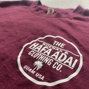 Buenas And Hafa Adai Guam USA Men's Medium T-Shirt Cotton Maroon White Preowned - Picture 1 of 11