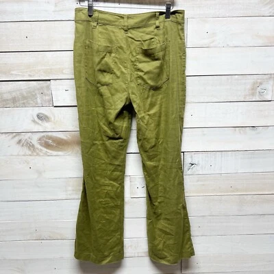 Pantalones CABI Mujer 6 Verde Oliva Charlie Pantalón Acampanado Mezcla de Lino Elástico 5314R Foto 1 de 4