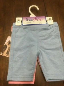 NWT Free Style Revolution Girls' 2-Pack stretch pants size 2T pink & blue - Picture 1 of 2