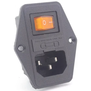 10Pcs Yellow 10A 250V 3 Pin IEC320 AC Inlet Male Plug Power Socket Fuse Switch - Picture 1 of 2