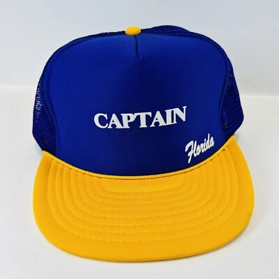 Vintage Mesh Foam Captain Florida Purple Yellow Trucker Snapback Hat Cap - Image 1 of 4