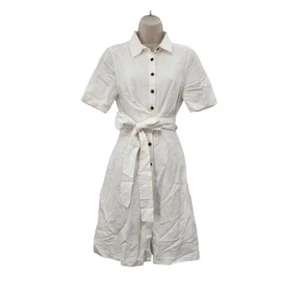 New NWT Ann Taylor White Linen Blend Midi Dress Size 10 P - Picture 1 of 9