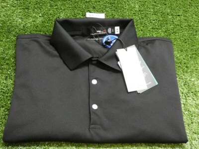 Ralph Lauren RLX Womens Classic Fit Air Tech Golf Shirt C.C. Logo Black Large