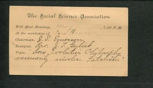 HAWAII EVOLUTION THEORY Essayist J T GULICK Chm J S EMERSON 1899 UX8 to ATHERTON - Picture 1 of 2