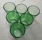 Vintage Uranium Depression Glass Green Juice Cups "Hexagon Optics" (Set Of 6)