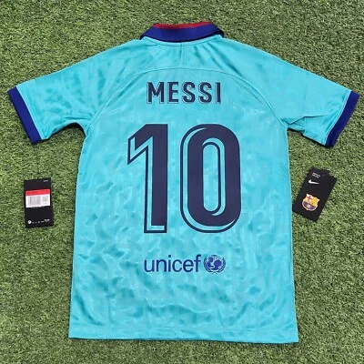 Nike Barcelona Third Youth 2019-20 Soccer Kids Jersey Legend MESSI #10 Teal-Navy - Image 1 of 4
