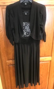 Perceptions New York Sleeveless Dress & Jacket Black w/ Silver Accents Size 10 - Picture 1 of 11