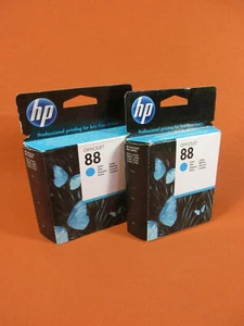 2x Original HP 88 Cyan C9386AE Emballage D'Origine Encre Cartouche D'Encre - Photo 1/2