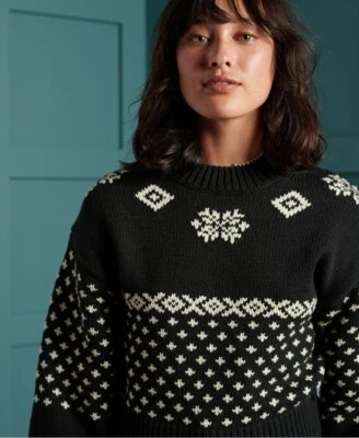 Superdry Nordic Knit Fredericka Fairisle Jumper Sweater UK 14 Christmas BNWT £65 - Image 1 of 4