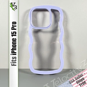 Case for iPhone 15 Pro - Pastel Purple & Clear | Wavy Edges | Slim Fit Grip - Picture 1 of 16