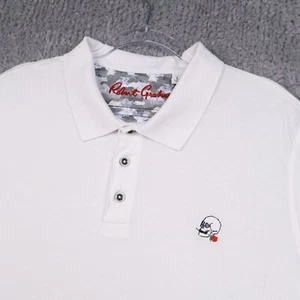 Robert Graham Polo Shirt Mens L Classic Fit White Skull Rose Logo Cotton - Picture 1 of 13