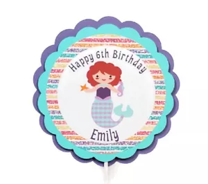 Mermaid Girl Birthday Cake Topper Under The Sea Party Decorations Personalized - Picture 1 of 4