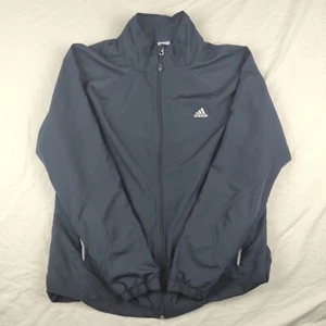 Adidas XL Blau Windbreaker Full Zip 3 Streifen Taschen Navy Herren Fußball Laufen - Bild 1 von 10