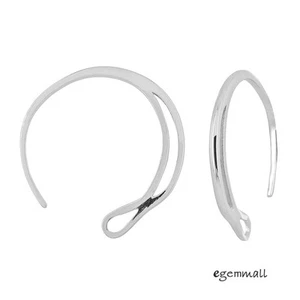 Large Sterling Silver Round Ear Wire Earring Connector ap.23mm #99498 - Picture 1 of 1