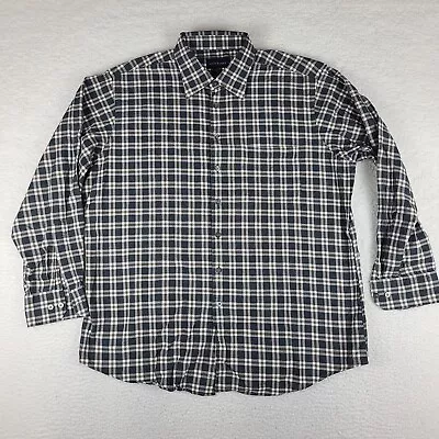 Scott Barber Shirt Mens XL Dark Gray Brown Check Plaid Cotton Dress Button Up - Image 1 of 4
