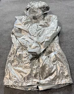 Lauren Ralph Lauren Women's Rain Jacket Size Small Silver Hooded Full Zip - Picture 1 of 14