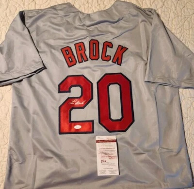 LOU BROCK  signed Custom Jersey auto autograph certified size XL  - Image 1 of 2