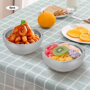 5PCS Stainless Steel Salad Bowl Food 15cm Silver for Food Storage Serving Prep - Picture 1 of 13