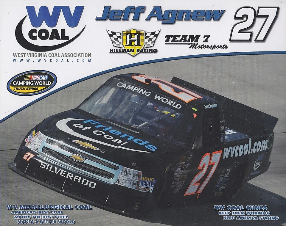 Camión Jeff Agnew #27 2013 WV carbón segunda versión camión negro serie NASCAR postal Foto 1 de 1