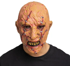 Stitched Stalker Latex Mask Adults Halloween Fancy Dress Accessory Burned Face - Picture 1 of 2