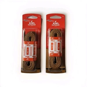 Kiwi Shoe Boot Laces Leather Natural Outdoor Golden Brown 72" 2 Pairs Pack - Picture 1 of 6
