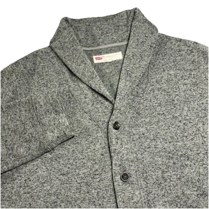Levi's Sweater Men XXL Cardigan Red Tab Button Up Knit Gray Shawl Collar Grandpa - Picture 1 of 10