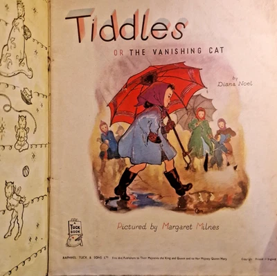 Vintage Raphael Tuck Tiddles The Vanishing Cat  Diana Noel Margaret Milnes - Image 1 of 4