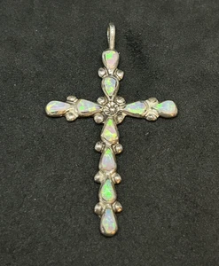 925 Sterling Opal Kreuz Anhänger 2 Zoll - 3,14 g - Bild 1 von 3