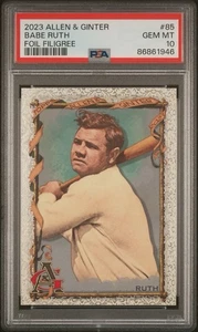 RARO! PSA 10 2023 Topps Allen & Ginter #85 BABE RUTH FOIL FILIGREE vedi foto NYY - Foto 1 di 4