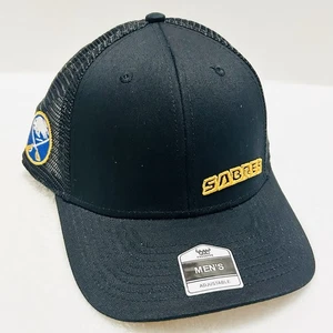 NHL Fan Favorite Buffalo Sabres Wortmarke Mütze Kappe verstellbar Druckknopflasche schwarz NHL - Bild 1 von 5