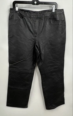 Pantalones al tobillo Chadwick para mujer de cuero negro frente plano pierna recta talla 14P Foto 1 de 4