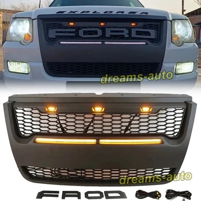 Front Grille For 2006-2010 Ford Explorer Raptor Style Grill Matte Black W/Letter Foto 1 de 4