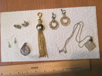 Colgante Geoda Amatista, Cadena Coral 18": Collar, 3 Pr. Pendientes Foto 1 de 4