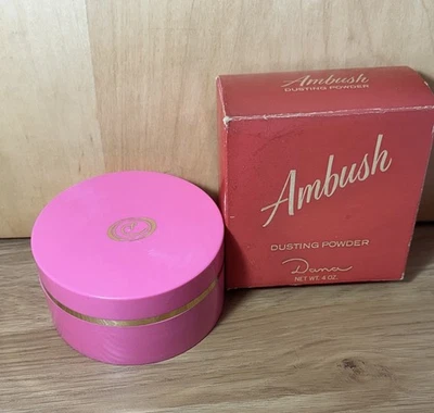 Polvo para polvo Dana Ambush 4 oz vintage NUEVO con estuche rosa soplado y caja Nuevo de Lote Antiguo Foto 1 de 4