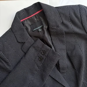 Cynthia Rowley Blazer Womens Medium Black White Polka Dots Career Chic Preppy - Picture 1 of 13