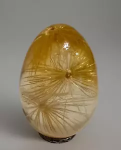 Vintage Yellow/Gold Lucite/Quartz Rutile Flowers Egg Very Unique and RARE 2.25" - Picture 1 of 6