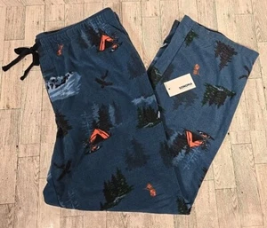 Sonoma Sleep Pants Mens XXL (2X) Camping Tree Print Blue Fleece Lounge NEW - Picture 1 of 8