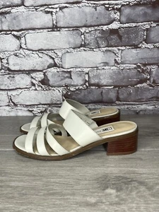 Brass Plum Shoes White Leather Strappy Block Heel Sandals Women Sz 6.5M US/37EU - Picture 1 of 20