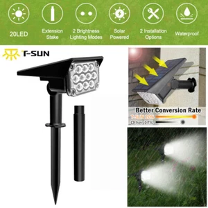 T-SUN 20-LED Solar Power Spotlights Landscape Lights Outdoor Garden Pathway Lamp - Picture 1 of 12