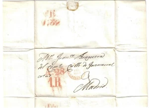 Spain: 1849; Good cover Mataro to Madrid, Mark A28, in red, Used, EBES127 - Picture 1 of 2