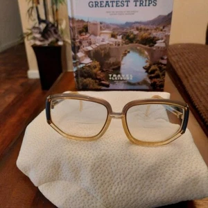 Vintage 1970's Ted Lapidus Paris Glasses Sunglasses FRAME ONLY  Gray/Clear/Gold - Picture 1 of 2