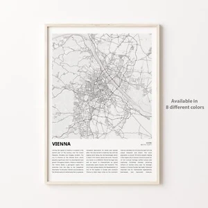 Vienna City Map Print,  Travel Poster, Wall Art - Picture 1 of 6