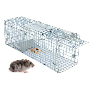 Humane Live Animal Trap 24'' Steel Cage for Small Live Rodent Rabbits Weasels